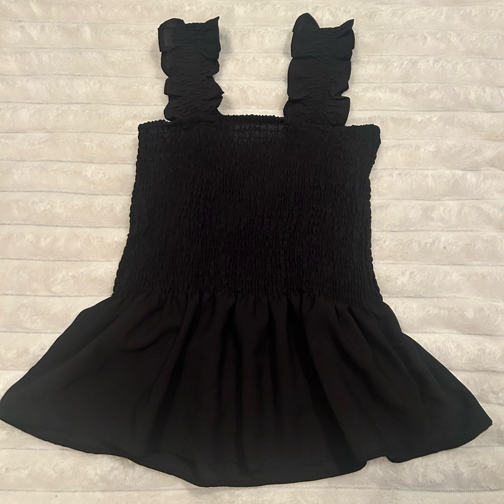 Black Sleeveless Ruffled Top